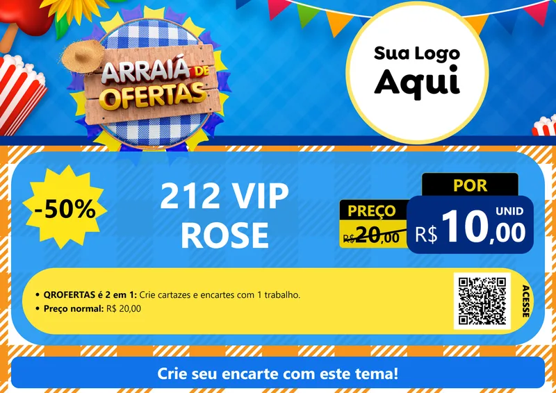 Modelo de Cartaz para Cartaz A4 Horizontal com o tema Arraiá de Ofertas para Perfumes
