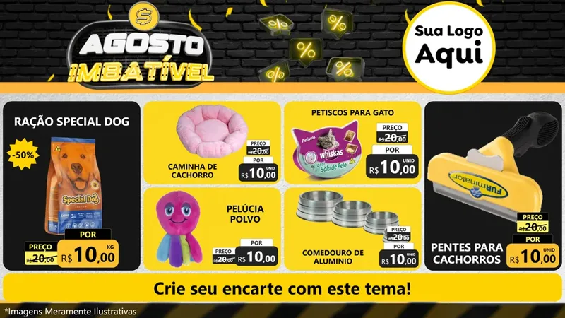 Modelo de TV para TV Horizontal com o tema Agosto Imbatível para Pet Shop