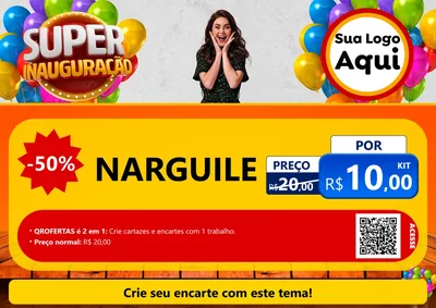Modelo de Cartaz para Cartaz A4 Horizontal com o tema Super Inauguração para Tabacaria