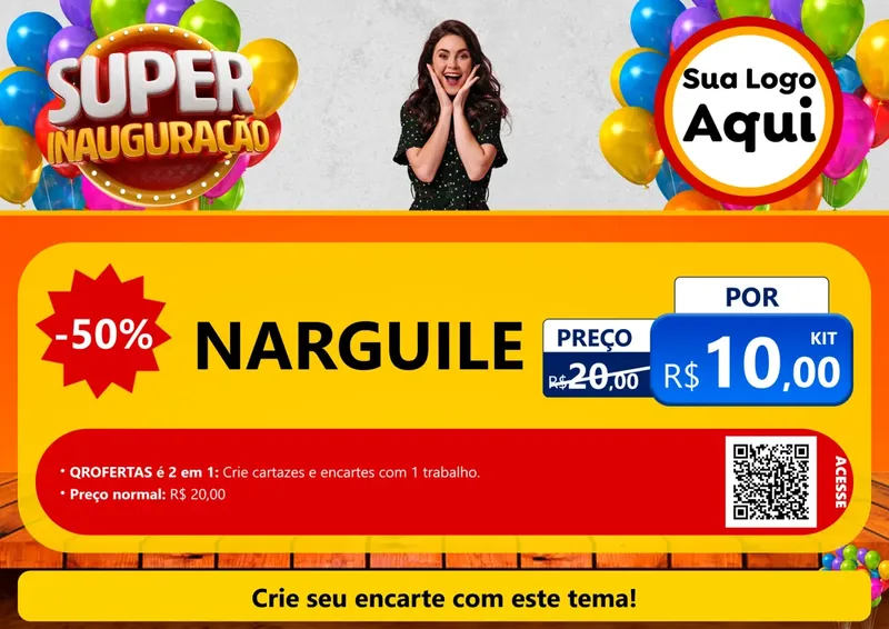 Modelo de Cartaz para Cartaz A4 Horizontal com o tema Super Inauguração para Tabacaria
