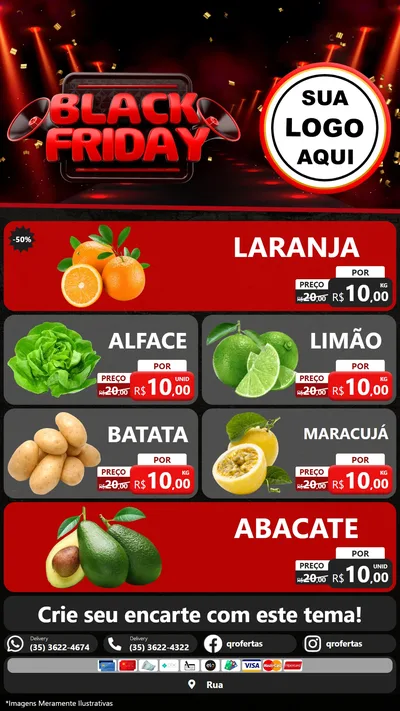 Modelo de TV para TV Vertical com o tema Black Friday para Hortifrúti