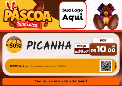 Modelo de Cartaz para Cartaz A4 Horizontal com o tema Páscoa Fantástica para Açougue