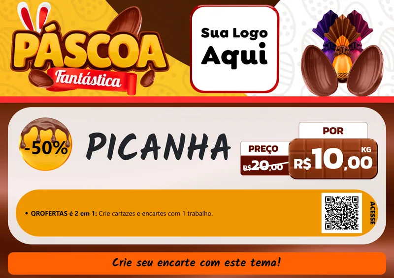 Modelo de Cartaz para Cartaz A4 Horizontal com o tema Páscoa Fantástica para Açougue