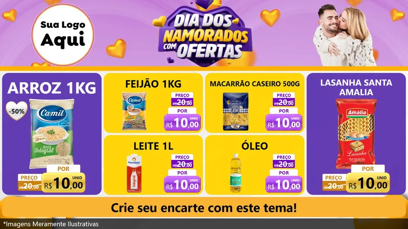 Modelo de TV para TV Horizontal com o tema Dia Dos Namorados Com Ofertas para Supermercado