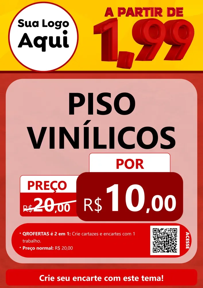Modelo de Cartaz para Cartaz A4 Vertical com o tema A Partir de Um e Noventa e Nove - 1,99 para Material para Construção