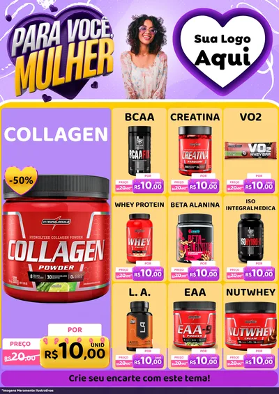 Modelo de Encarte para Encarte A4 Vertical com o tema Para Você, Mulher para Suplementos alimentares