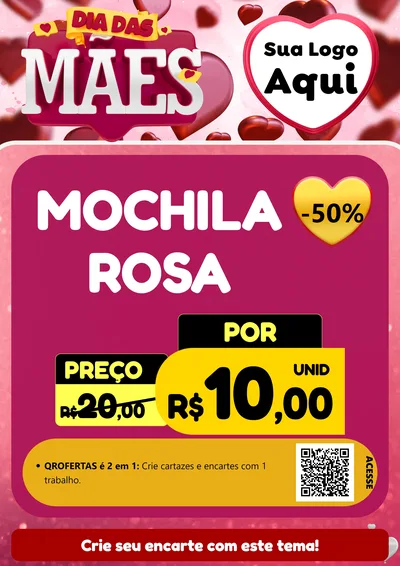 Modelo de Cartaz para Cartaz A4 Vertical com o tema Dia Das Mães para Papelaria