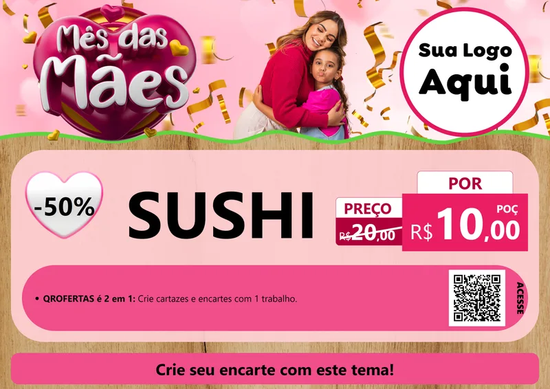 Modelo de Cartaz para Cartaz A4 Horizontal com o tema Mês das Mães para Comida japonesa