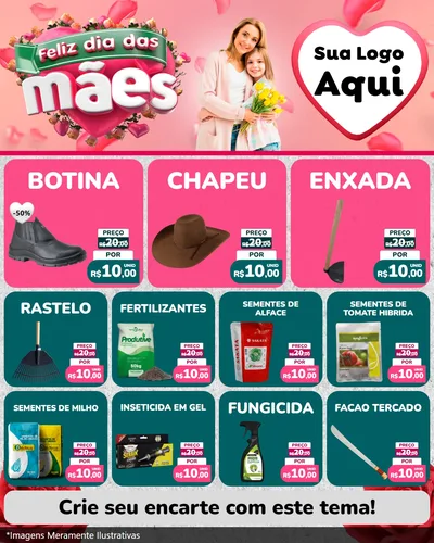 Modelo de Rede Social para Feed Instagram com o tema Feliz Dia das Mães para Agropecuária