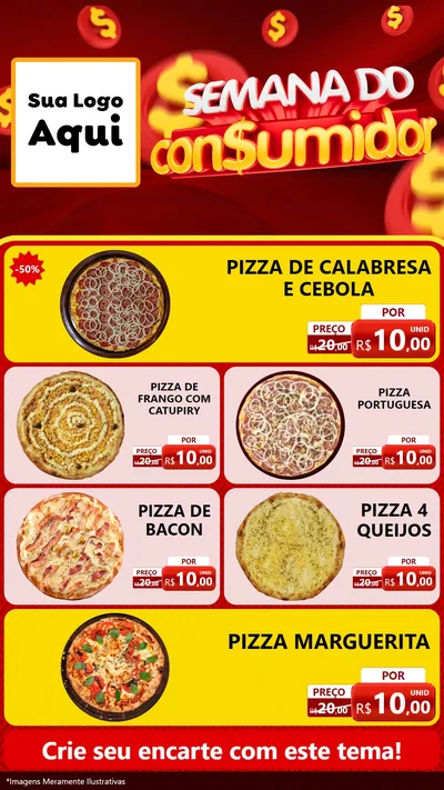 Modelo de TV para TV Vertical com o tema Semana do Consumidor para Pizzaria