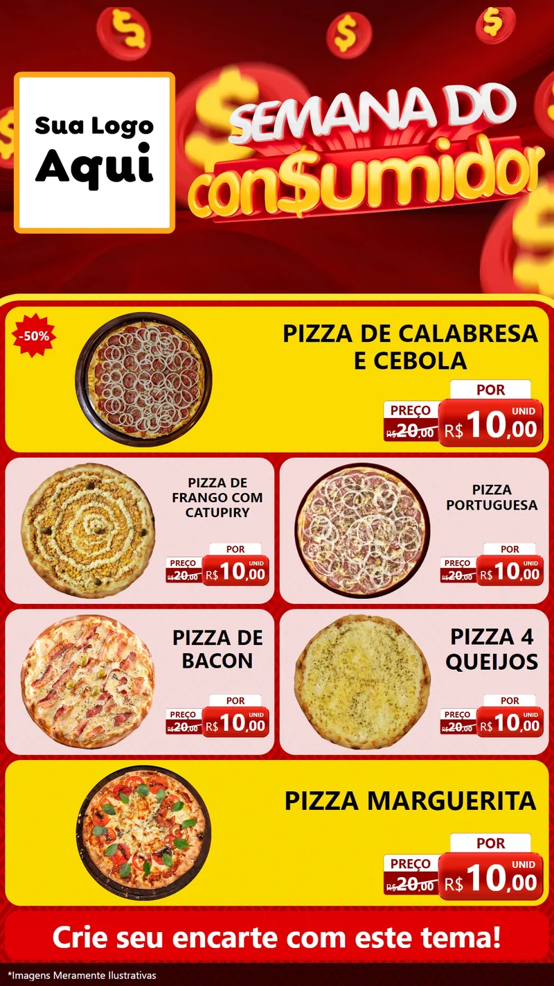 Modelo de TV para TV Vertical com o tema Semana do Consumidor para Pizzaria