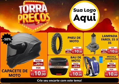 Modelo de Encarte para Encarte A4 Horizontal com o tema Torra Preços para Moto peças