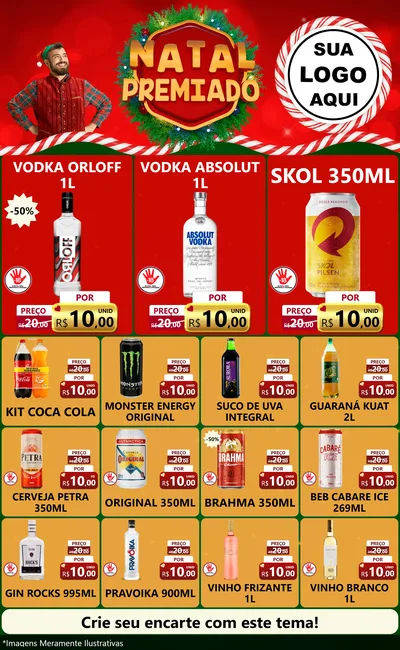 Modelo de Encarte para Encarte Grande com o tema Natal Premiado para Distribuidora de bebidas