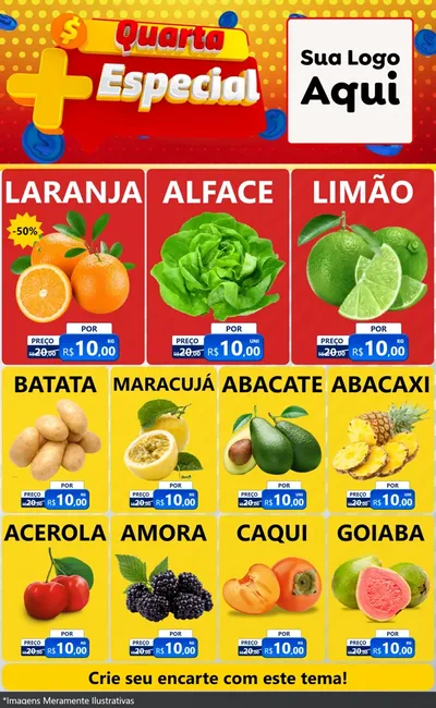 Modelo de Encarte para Encarte Grande com o tema Quarta Mais Especial para Hortifrúti