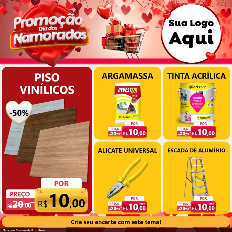 Modelo de Rede Social para Feed Facebook com o tema Promoção Dia dos Namorados para Material para Construção
