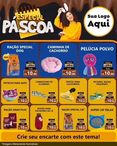 Modelo de Rede Social para Feed Instagram com o tema Especial Páscoa para Pet Shop