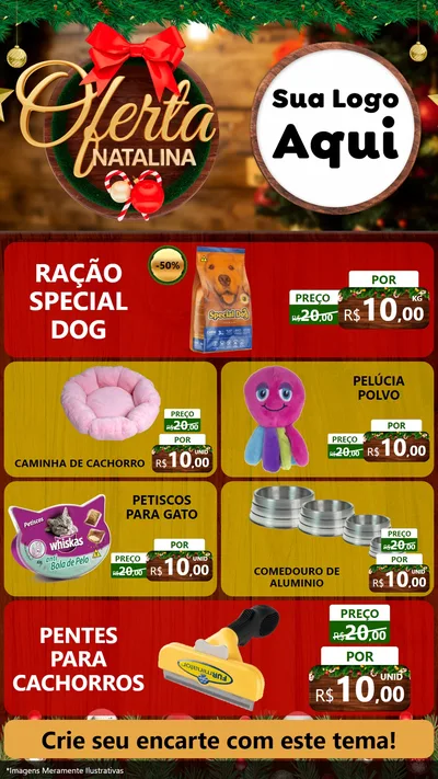 Modelo de TV para TV Vertical com o tema Ofertas Natalina para Pet Shop