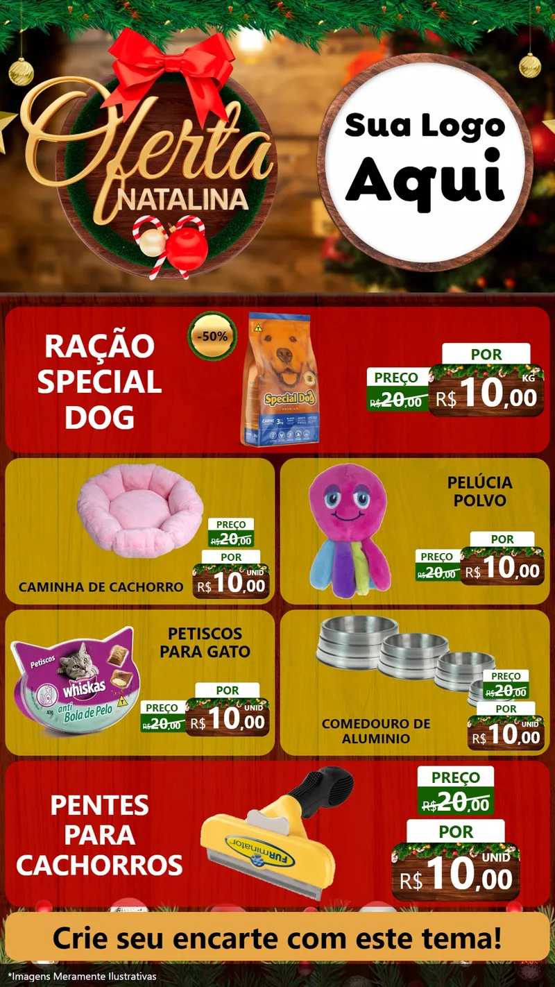 Modelo de TV para TV Vertical com o tema Ofertas Natalina para Pet Shop