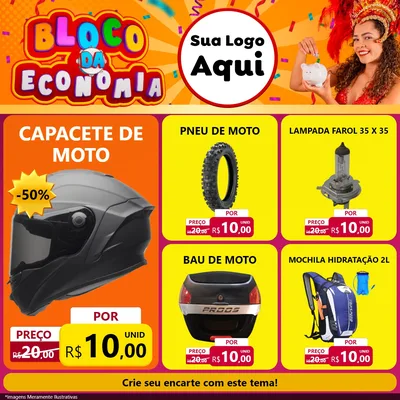 Modelo de Rede Social para Feed Facebook com o tema Bloco da Economia para Moto peças