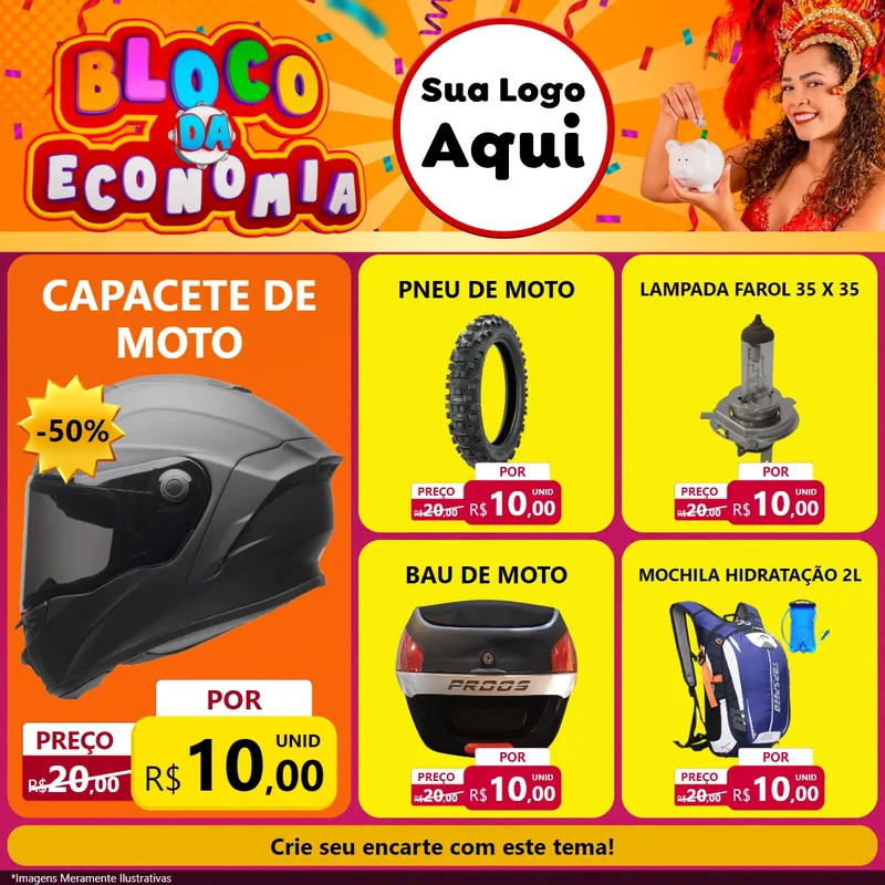 Modelo de Rede Social para Feed Facebook com o tema Bloco da Economia para Moto peças