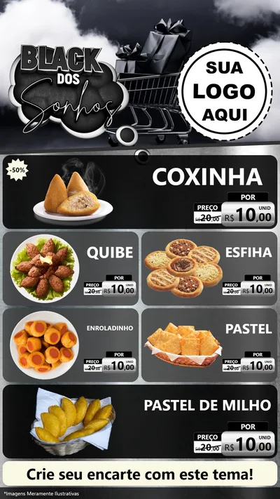 Modelo de TV para TV Vertical com o tema Black dos Sonhos para Salgadaria