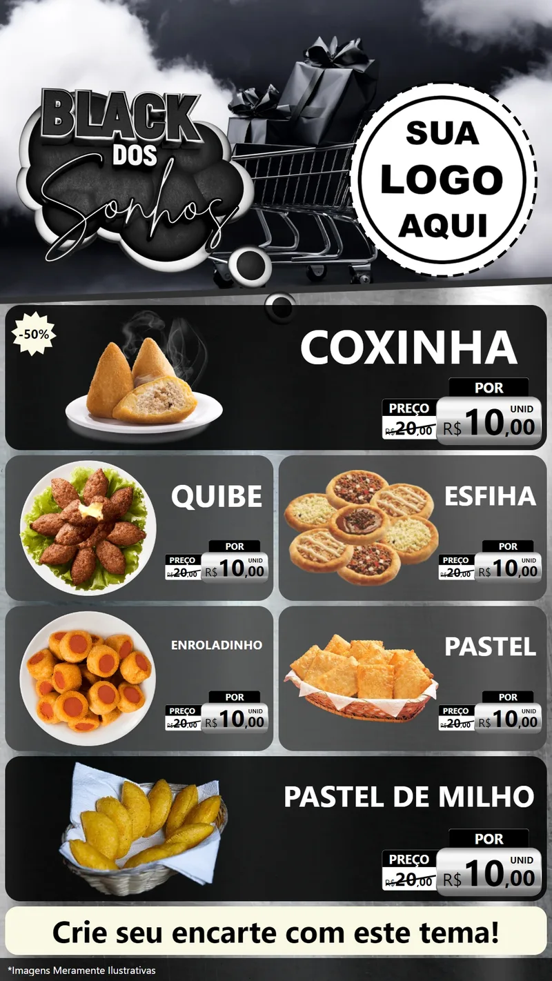 Modelo de TV para TV Vertical com o tema Black dos Sonhos para Salgadaria