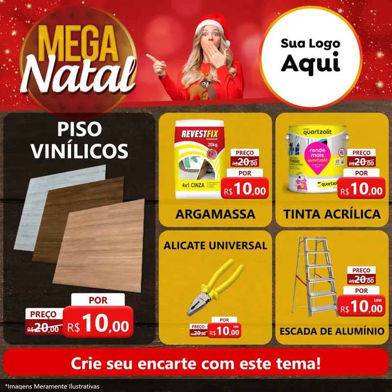 Modelo de Rede Social para Feed Facebook com o tema Mega Natal para Material para Construção