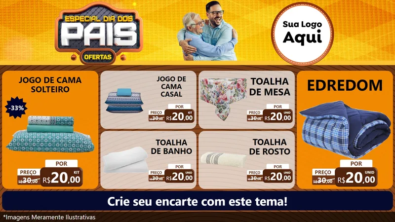 Modelo de TV para TV Horizontal com o tema Especial Dia dos Pais para Cama, Mesa e Banho