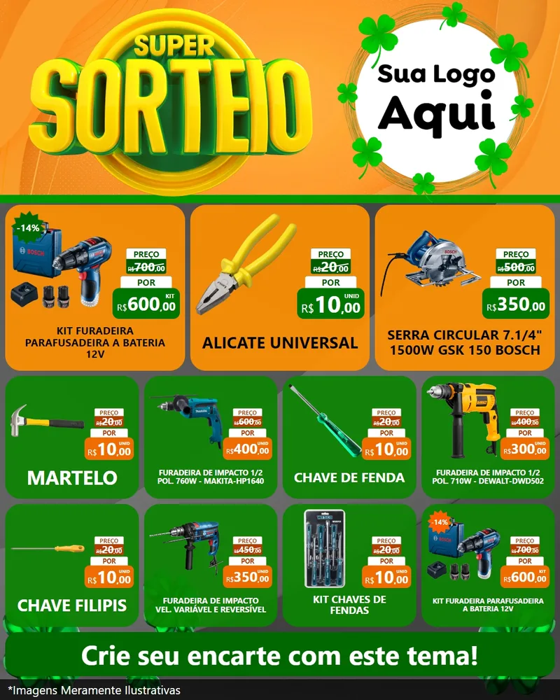 Modelo de Rede Social para Feed Instagram com o tema Super Sorteio para Maquinas e Ferramentas