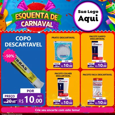 Modelo de Rede Social para Feed Facebook com o tema Esquenta de Carnaval para Embalagens