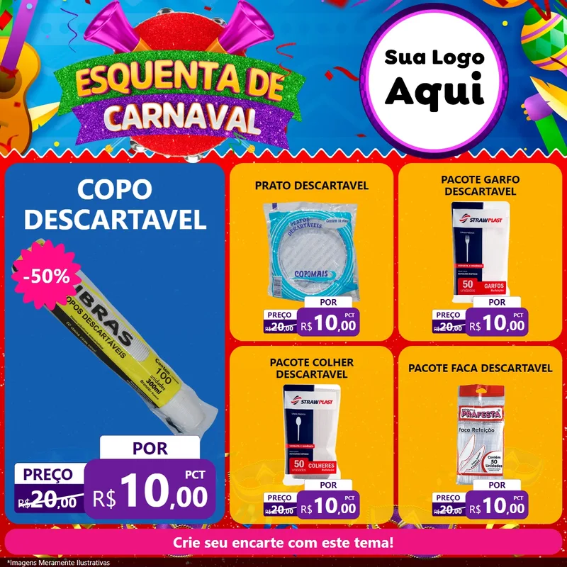 Modelo de Rede Social para Feed Facebook com o tema Esquenta de Carnaval para Embalagens