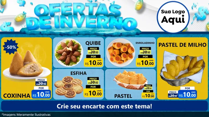 Modelo de TV para TV Horizontal com o tema Ofertas de Inverno para Salgadaria