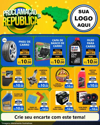 Modelo de Rede Social para Feed Instagram com o tema Proclamação da República para Auto peças
