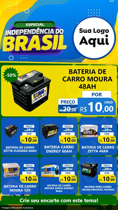 Modelo de Rede Social para Stories com o tema Especial Independência do Brasil para Baterias Elétricas