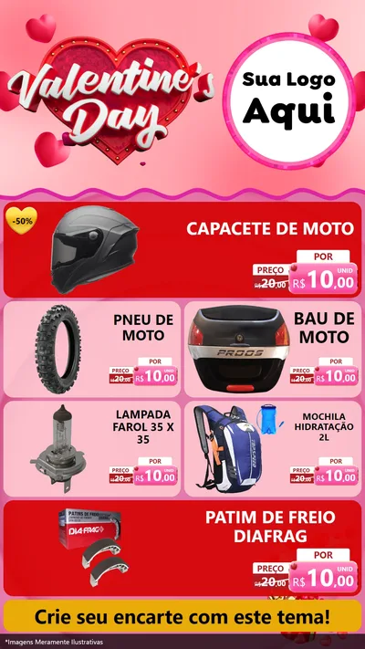 Modelo de TV para TV Vertical com o tema Valentine's Day para Moto peças