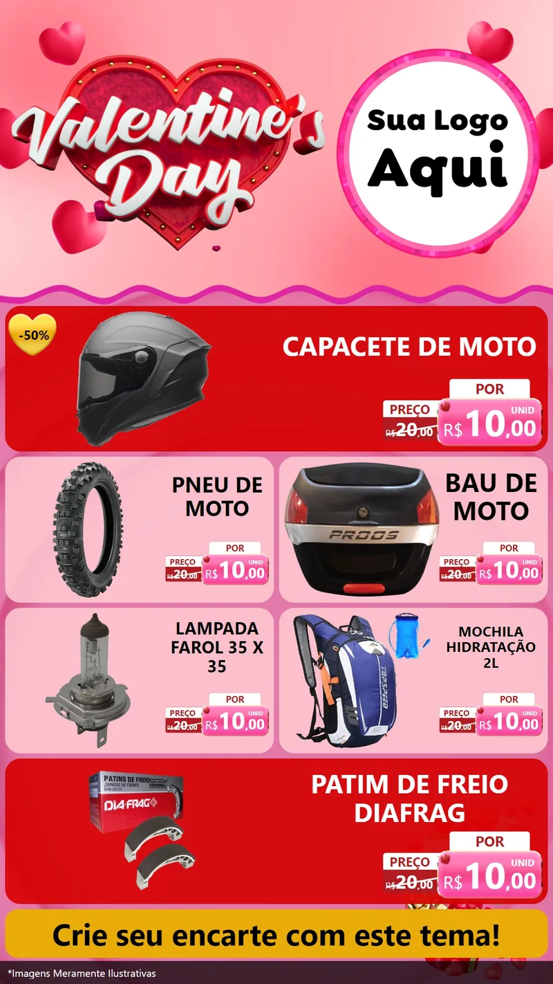 Modelo de TV para TV Vertical com o tema Valentine's Day para Moto peças
