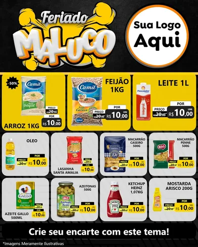 Modelo de Rede Social para Feed Instagram com o tema Feriado Maluco para Supermercado