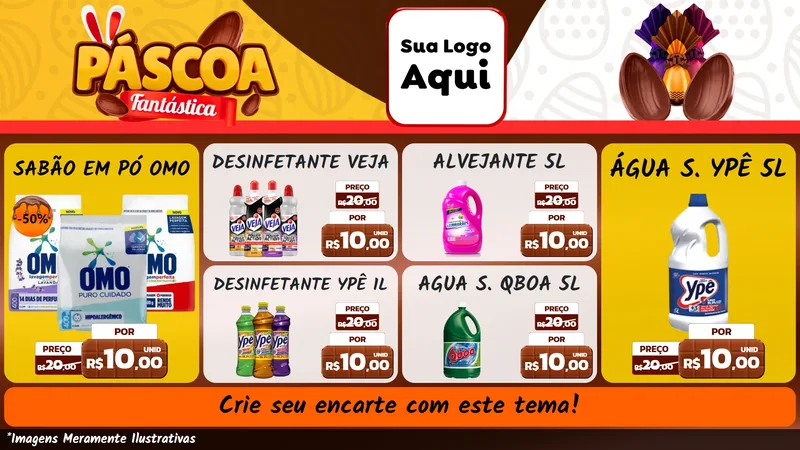 Modelo de TV para TV Horizontal com o tema Páscoa Fantástica para Produtos de Limpeza