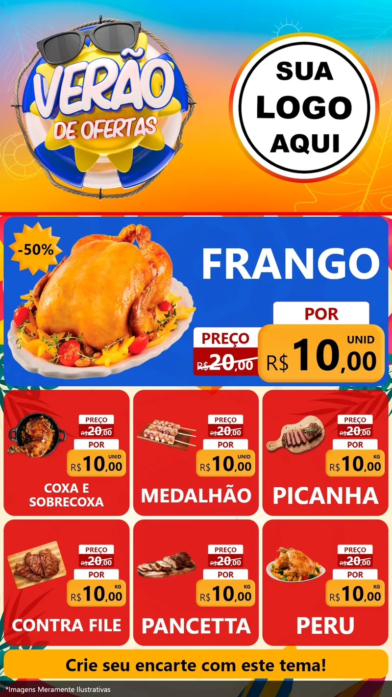 Modelo de Rede Social para Stories com o tema Verão de Ofertas para Assados