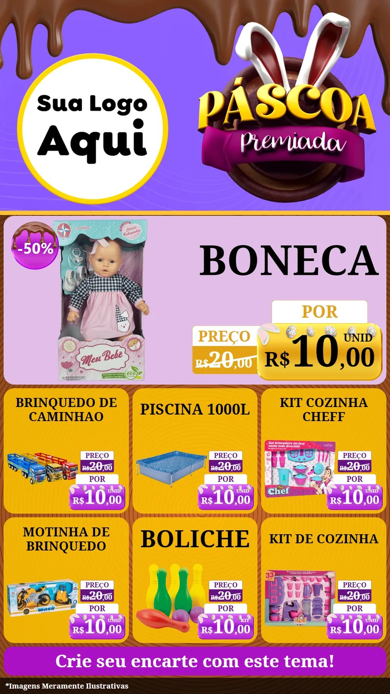 Modelo de Rede Social para Stories com o tema Páscoa Premiada para Brinquedos