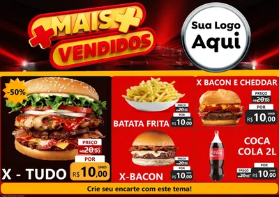 Modelo de Encarte para Encarte A4 Horizontal com o tema Mais Vendidos para Hamburgueria