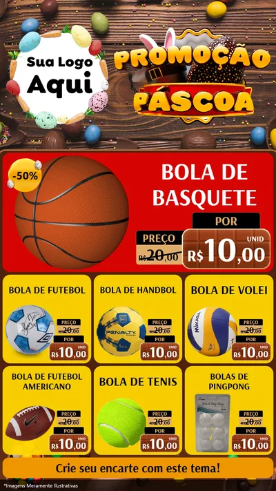 Modelo de Rede Social para Stories com o tema Promoção Páscoa para Artigos Esportivos
