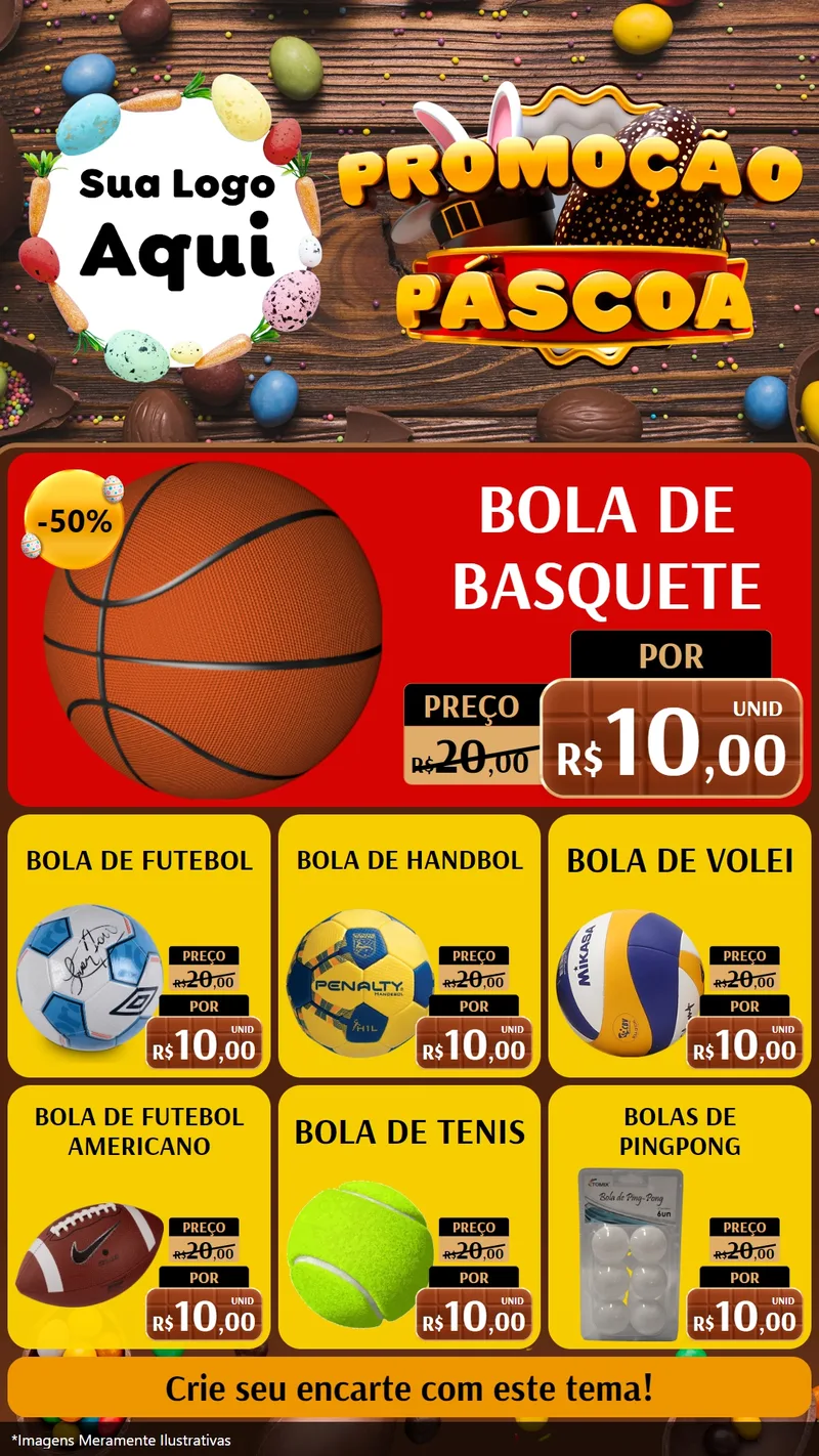 Modelo de Rede Social para Stories com o tema Promoção Páscoa para Artigos Esportivos