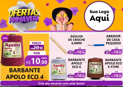 Modelo de Encarte para Encarte A4 Horizontal com o tema Ofertas Da Primavera para Armarinho e Aviamentos