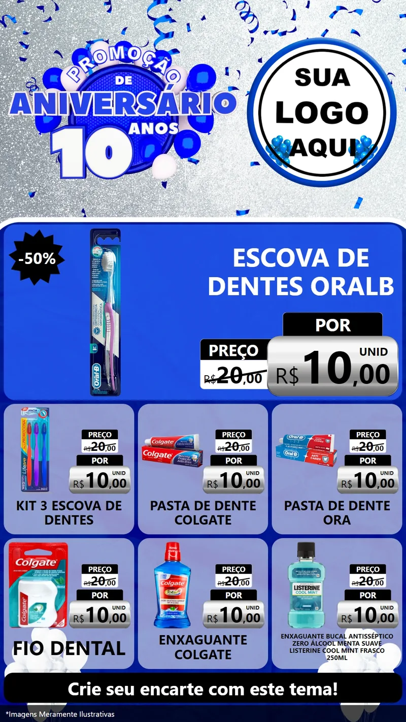 Modelo de Rede Social para Stories com o tema Promoção de Aniversário - 10 Anos para Higiene Pessoal