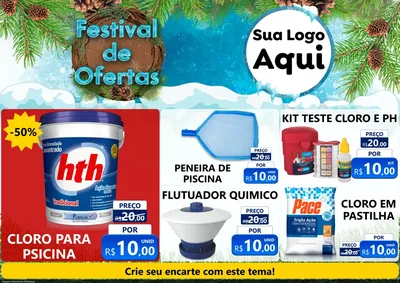 Modelo de Encarte para Encarte A4 Horizontal com o tema Festival de Ofertas - Inverno para Produtos para Piscina