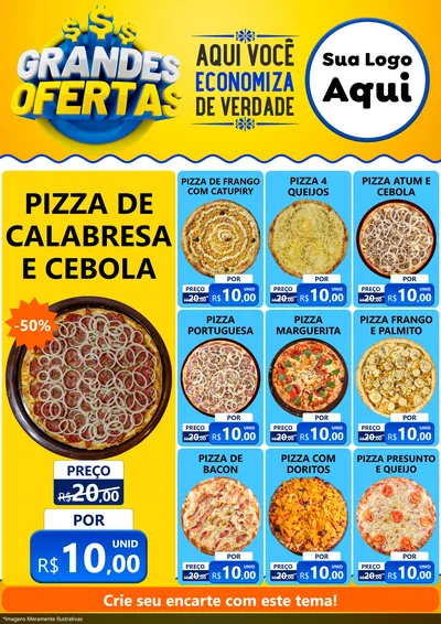 Modelo de Encarte para Encarte A4 Vertical com o tema Grandes Ofertas para Pizzaria