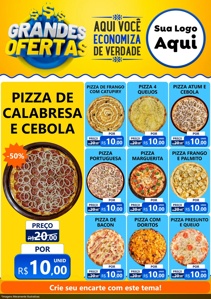 Modelo de Encarte para Encarte A4 Vertical com o tema Grandes Ofertas para Pizzaria