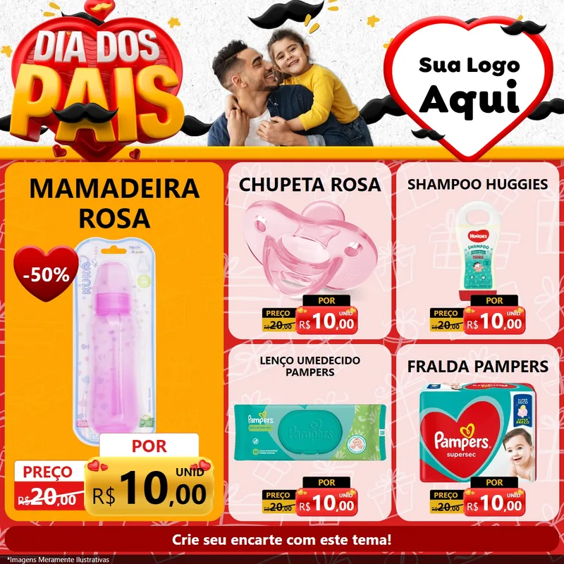 Modelo de Rede Social para Feed Facebook com o tema Dia dos Pais para Bebês