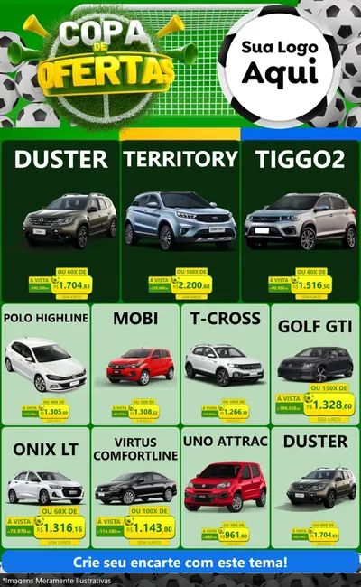 Modelo de Encarte para Encarte Grande com o tema Copa De Ofertas para Concessionaria de Carros